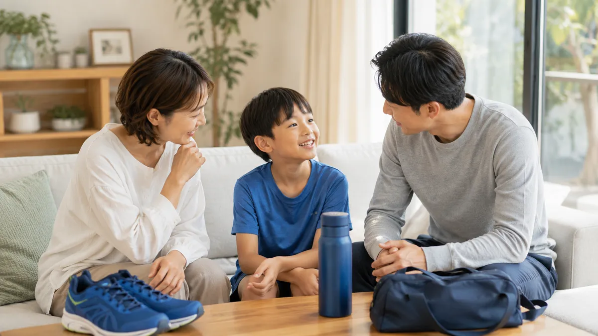 家族で入会を相談する様子